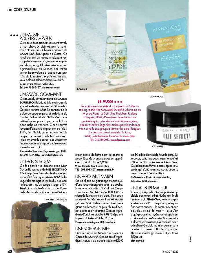 donna è parution presse ELLE Côte d'Azur